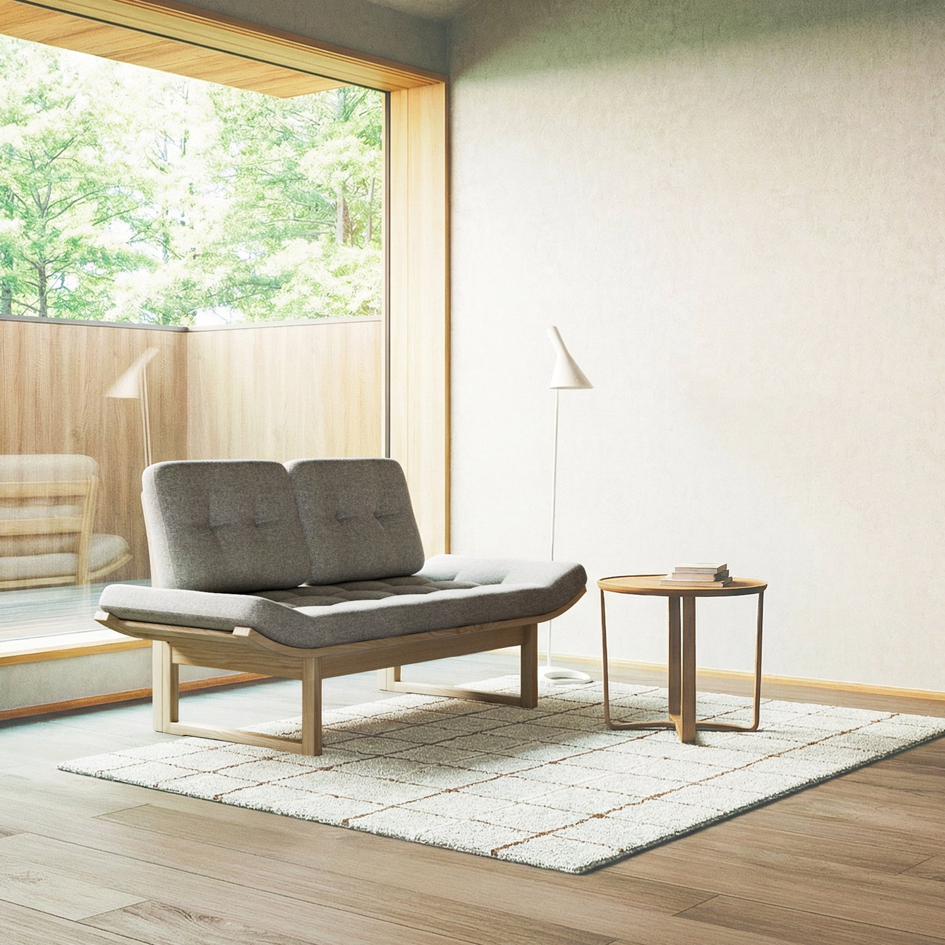 アルプ LD ソファーベッド 樹種・塗装:北海道タモ NF 張地:ブレンド LGY/F2