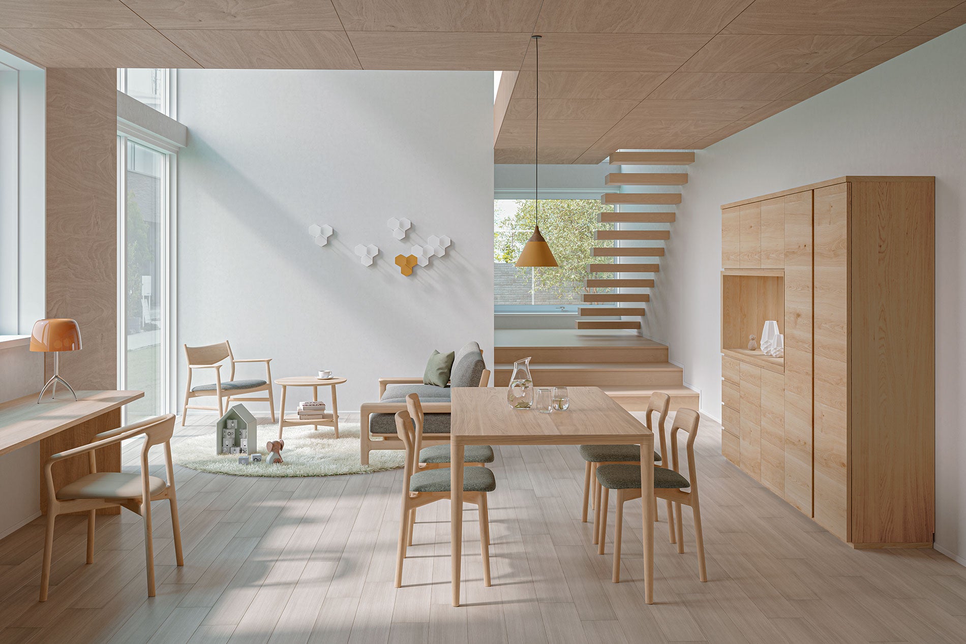 テーブル 160×85 樹種・塗装:北海道ナラ WNF