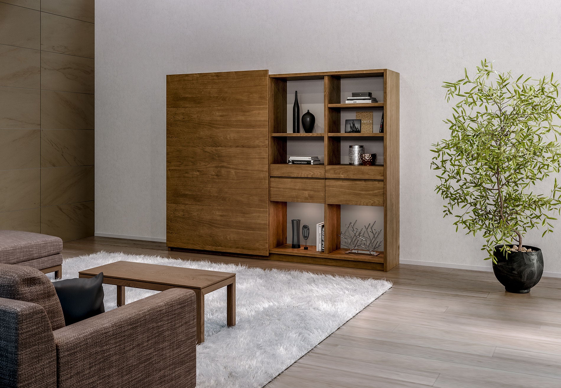 SD-101-724(巾2370 奥453 高1845) 樹種・塗装:ウォルナット CW + リノリウム 4175