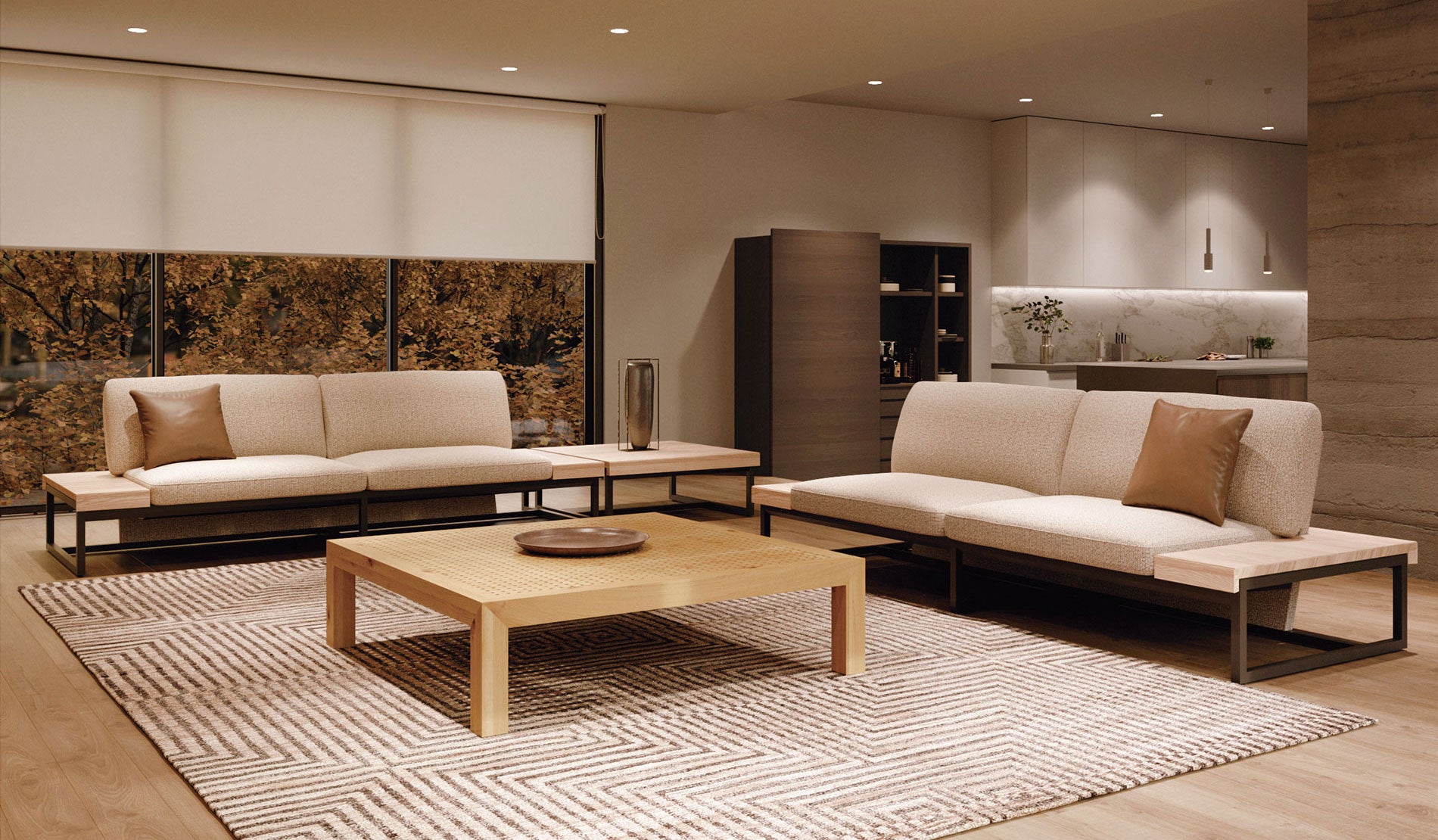 センターテーブル 90×90 樹種・塗装:北海道タモ NF