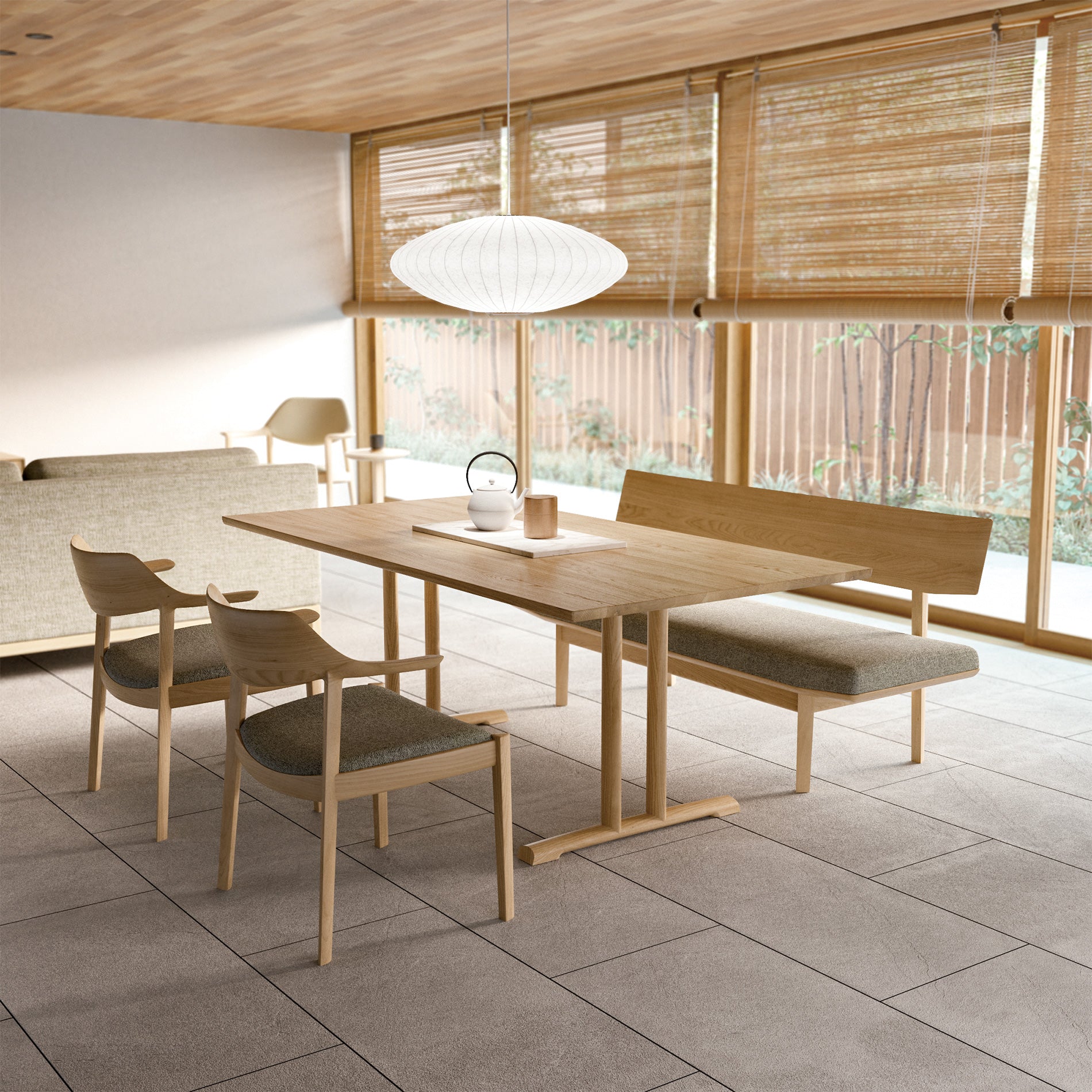 ベンチ 160 樹種・塗装:北海道ナラ NF 張地:ブレンド LGY/F2