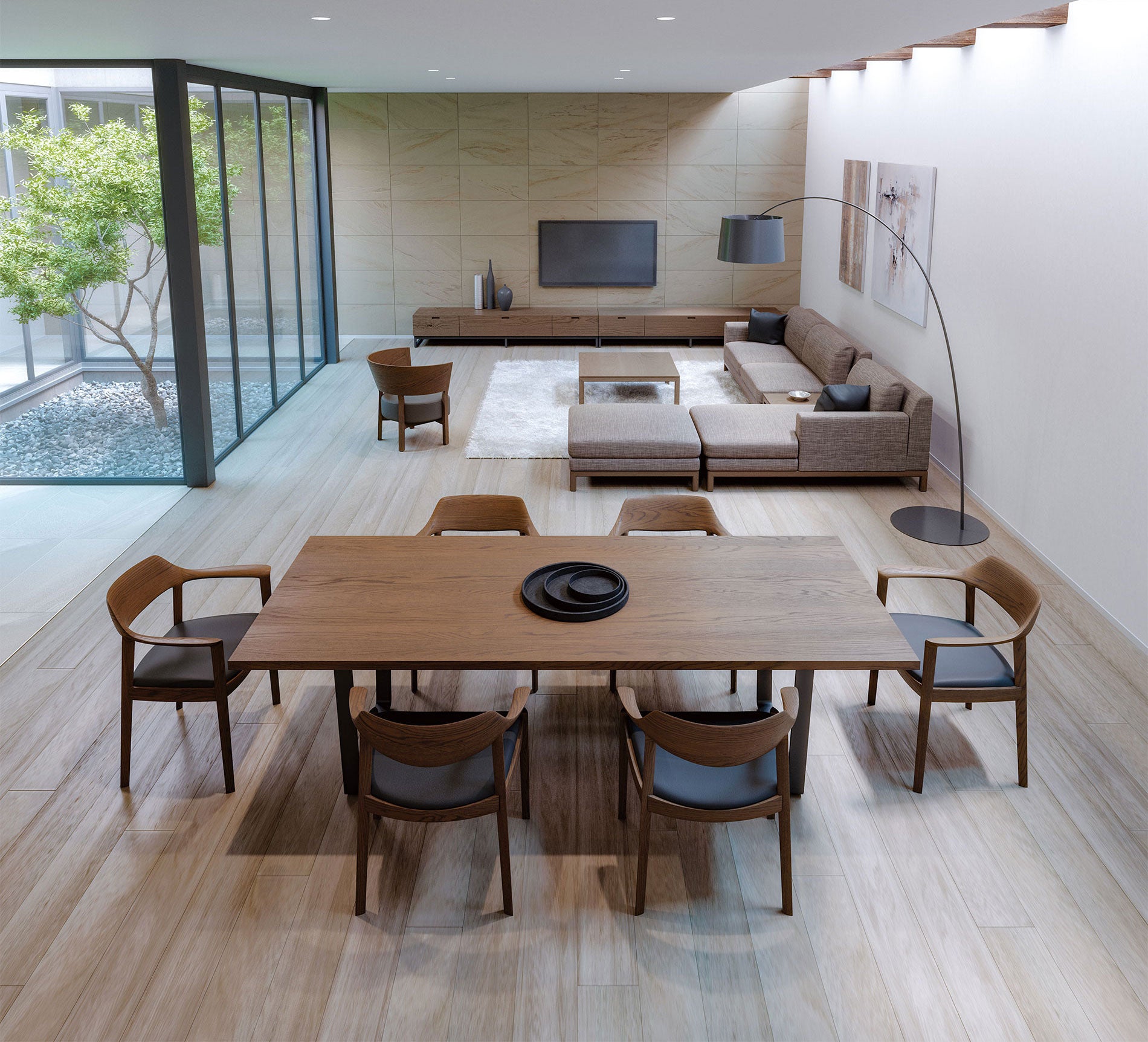 サイドチェアー H 樹種・塗装:北海道ナラ MBR 張地:RK-BL/L2