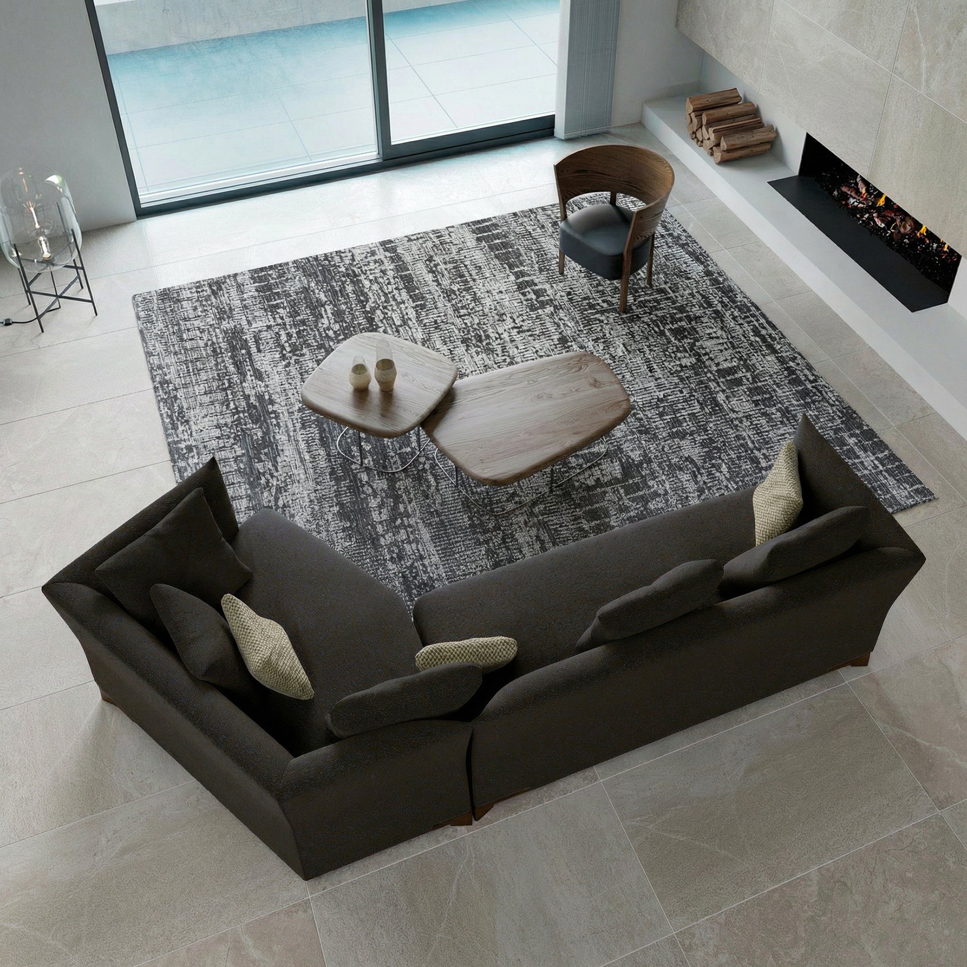 MOLA LUX リビング コーナーソファー L |ワンアーム 195 R　樹種・塗装：北海道ナラ MBR　張地：ゼロ NV/F5