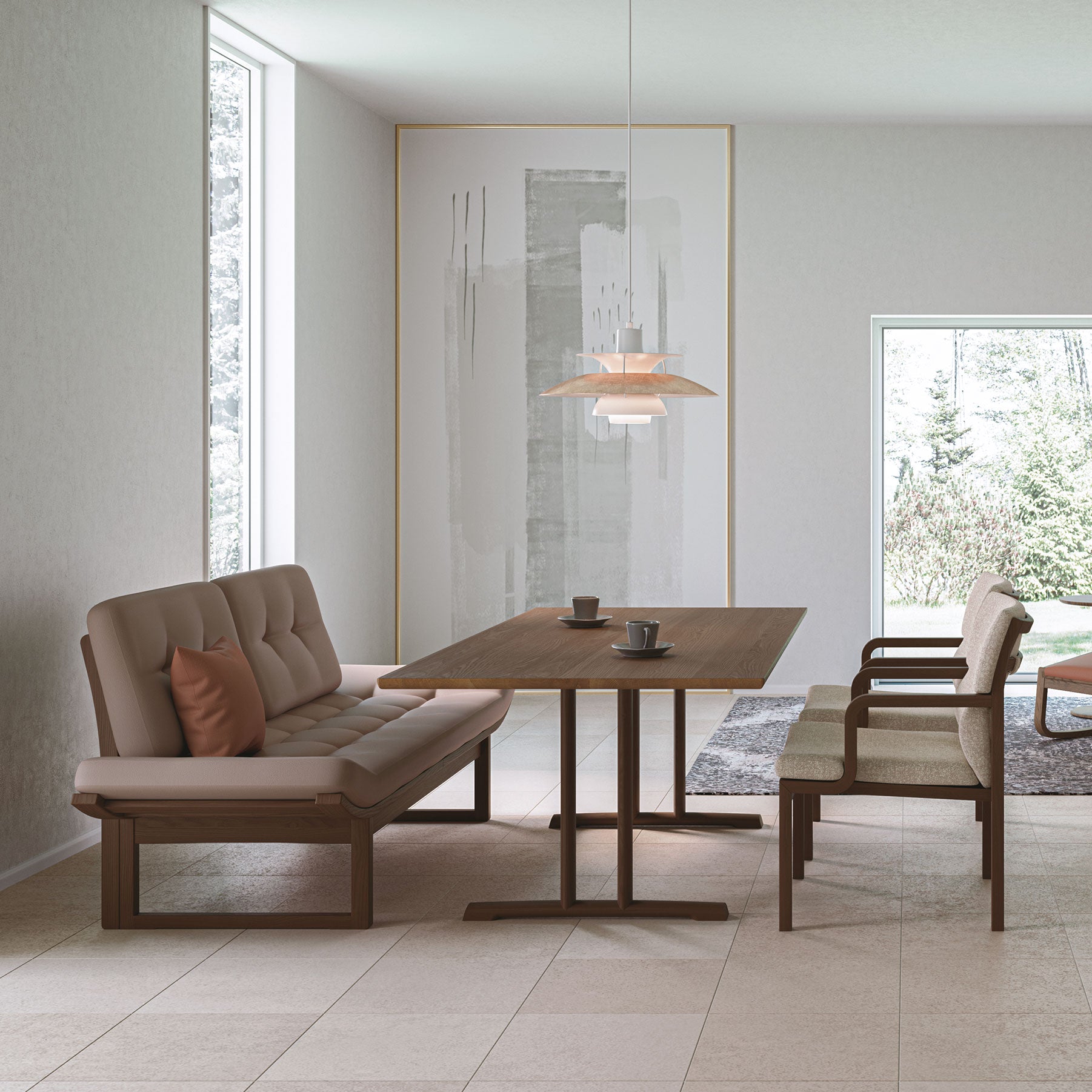 樹種・塗装：北海道タモ DBR　張地：サルマッサ LGY/F4