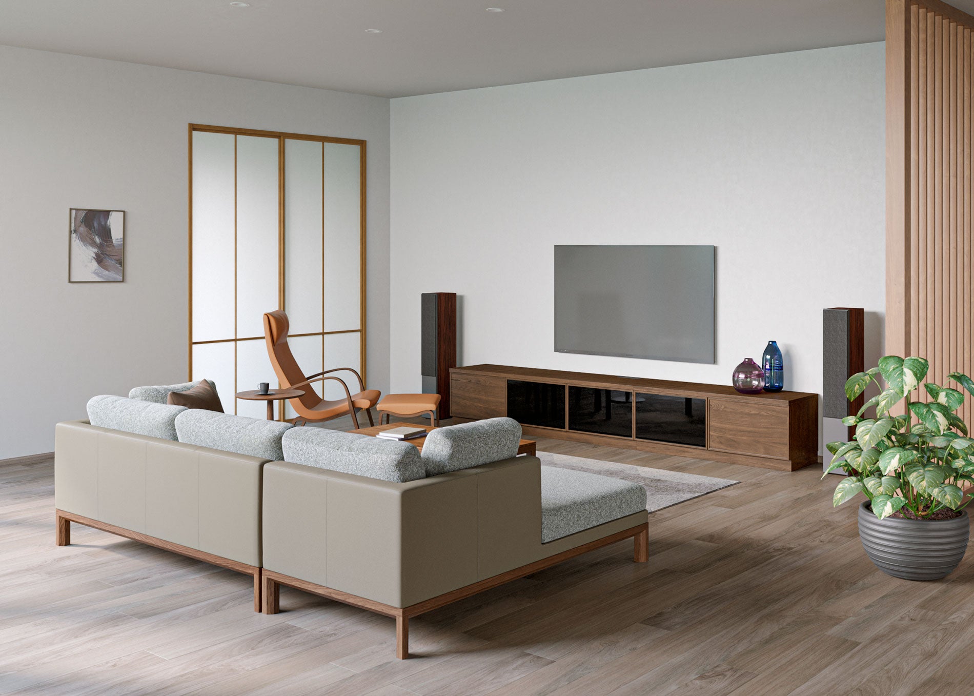 樹種・塗装：北海道タモ MBR　張地：MG-KGY/L3[本体] ビロ GY/F4[背・座・肘クッション]