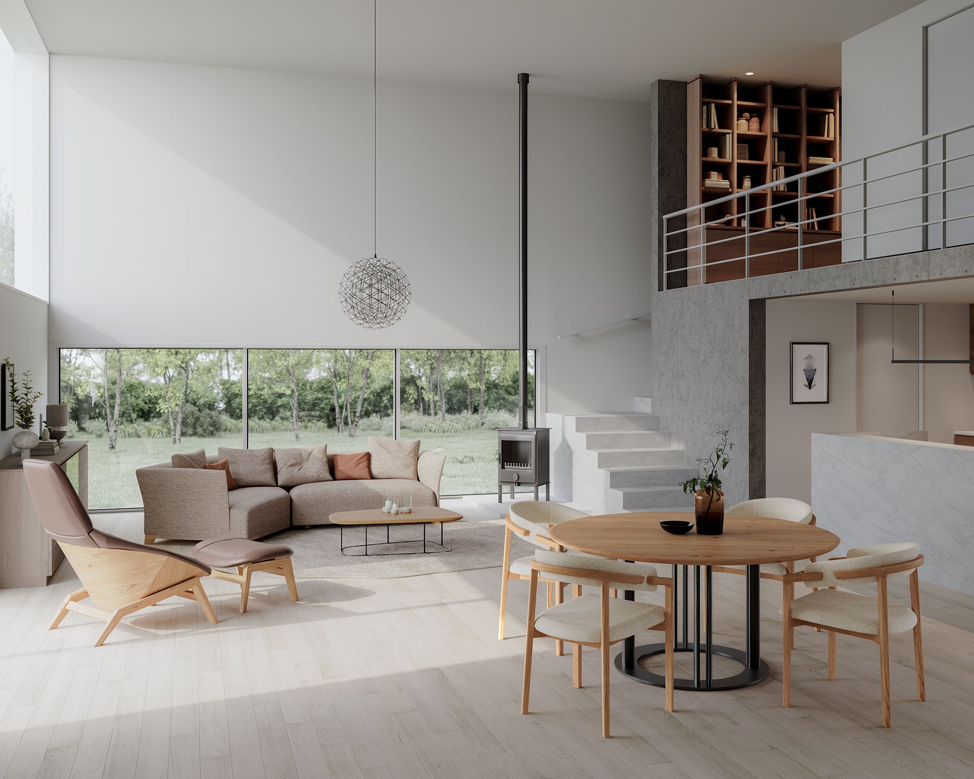 ラウンドテーブル φ150　樹種・塗装：北海道タモ NF　脚：S-GY