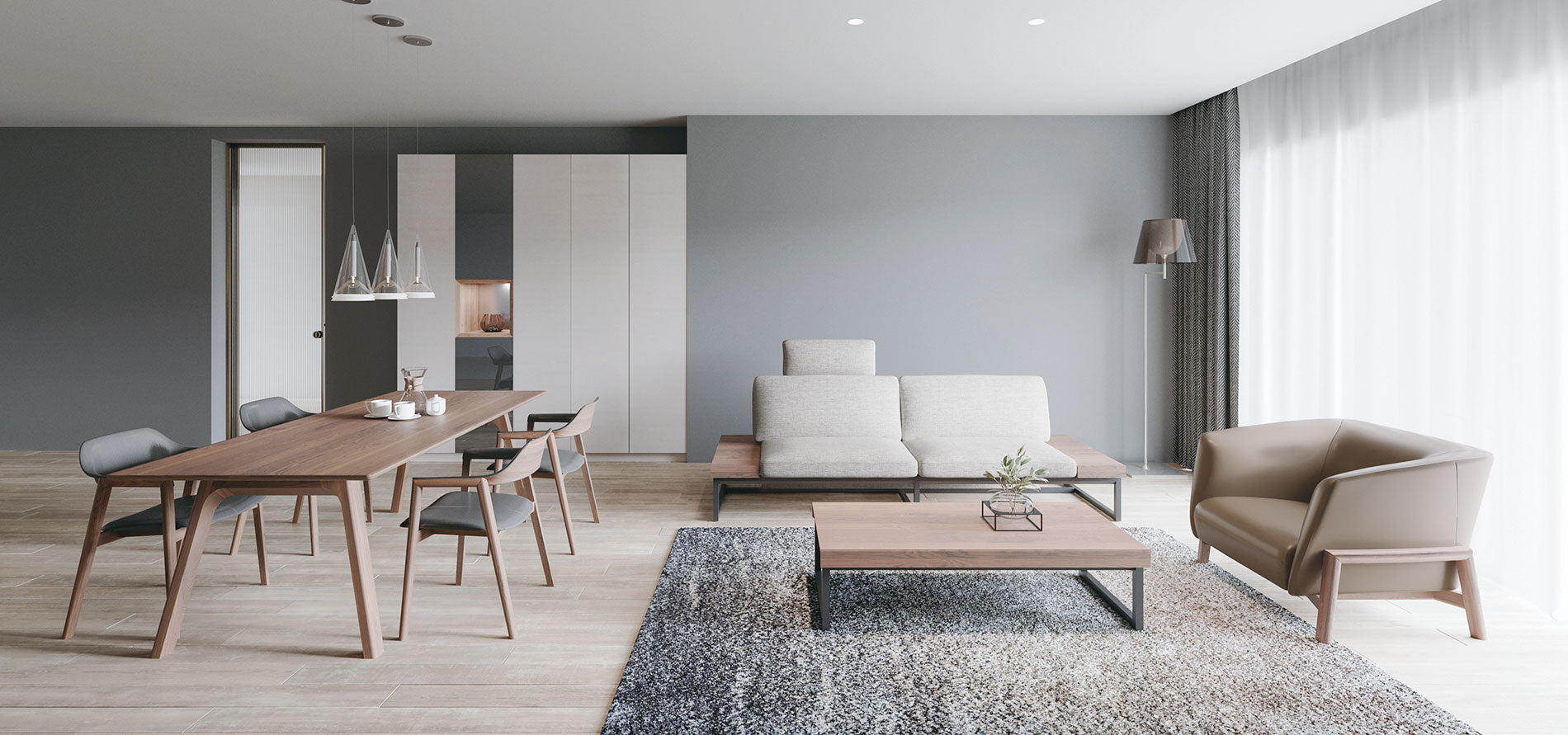 ソファー 240、ヘッドレスト　樹種・塗装：北海道タモ MBR　張地：ベントレー GY/F5